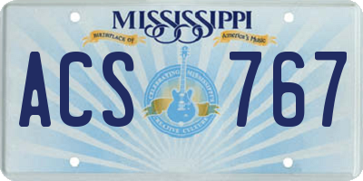 MS license plate ACS767