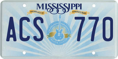 MS license plate ACS770