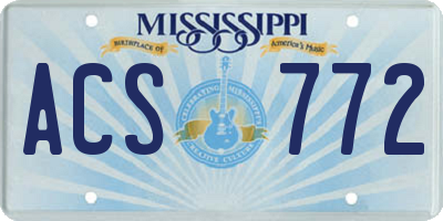 MS license plate ACS772