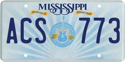 MS license plate ACS773