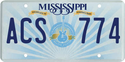 MS license plate ACS774