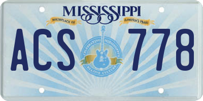 MS license plate ACS778