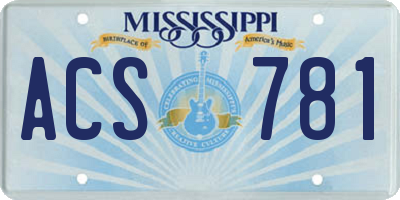 MS license plate ACS781