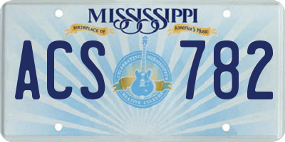 MS license plate ACS782