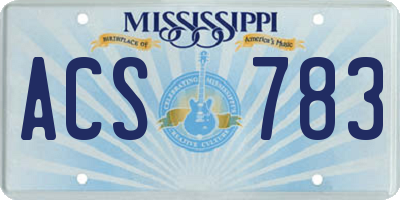 MS license plate ACS783