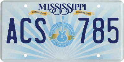 MS license plate ACS785