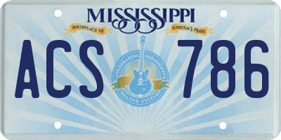 MS license plate ACS786