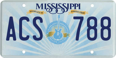 MS license plate ACS788