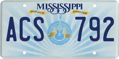 MS license plate ACS792