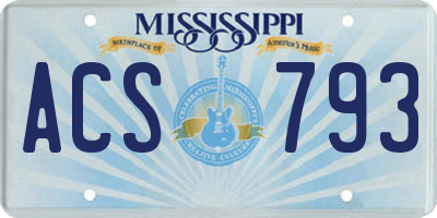 MS license plate ACS793