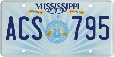 MS license plate ACS795