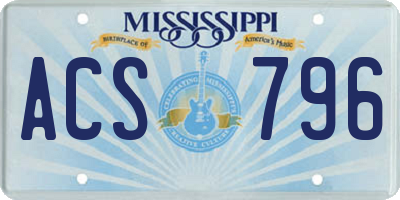 MS license plate ACS796