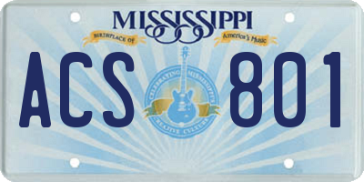 MS license plate ACS801