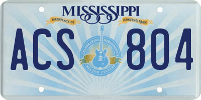 MS license plate ACS804