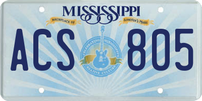 MS license plate ACS805