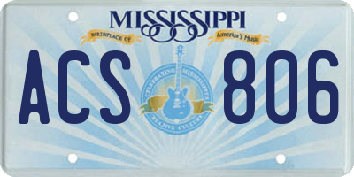 MS license plate ACS806