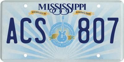 MS license plate ACS807