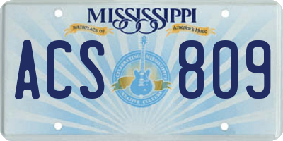 MS license plate ACS809