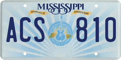 MS license plate ACS810
