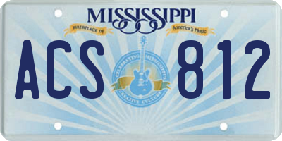 MS license plate ACS812