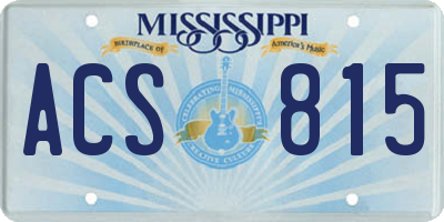 MS license plate ACS815