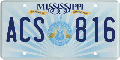 MS license plate ACS816