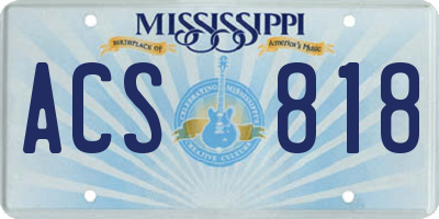 MS license plate ACS818