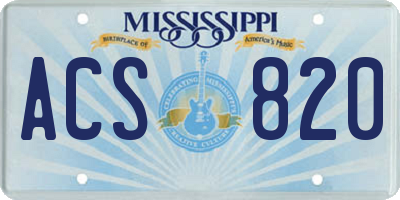 MS license plate ACS820