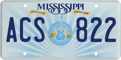 MS license plate ACS822