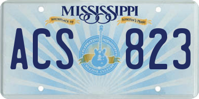 MS license plate ACS823