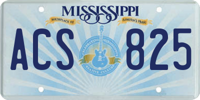 MS license plate ACS825