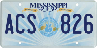 MS license plate ACS826