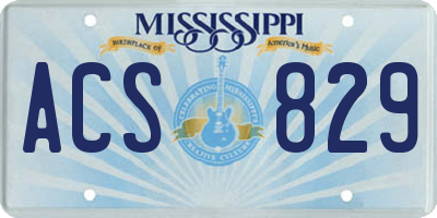MS license plate ACS829