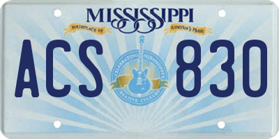 MS license plate ACS830