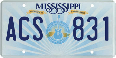 MS license plate ACS831