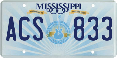 MS license plate ACS833