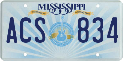 MS license plate ACS834