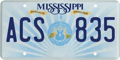 MS license plate ACS835