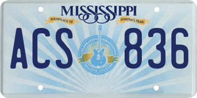 MS license plate ACS836