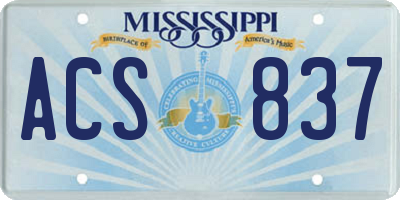 MS license plate ACS837