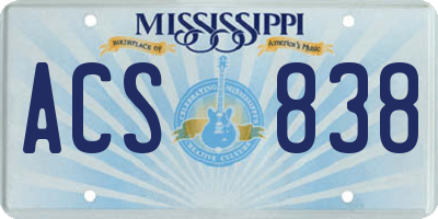 MS license plate ACS838