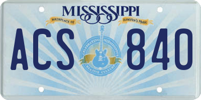 MS license plate ACS840
