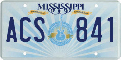 MS license plate ACS841