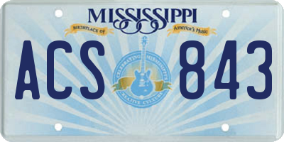 MS license plate ACS843