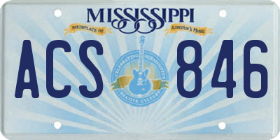 MS license plate ACS846