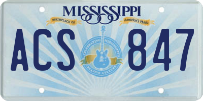 MS license plate ACS847