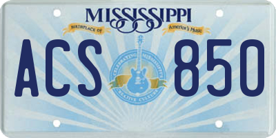 MS license plate ACS850