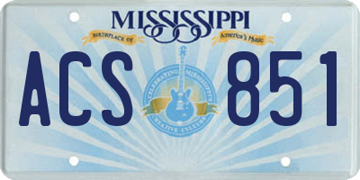 MS license plate ACS851