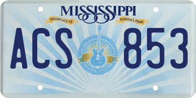 MS license plate ACS853