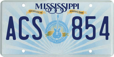 MS license plate ACS854